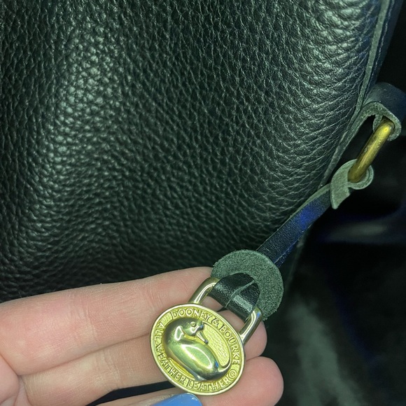 Dooney & Bourke Leather Black Pebbled Drawstring Purse - Picture 4 of 4